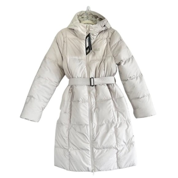 NWT Jack Wolfskin Long Puffer Coat, Light Grey Taupe, Size XS - Picture 9 of 16